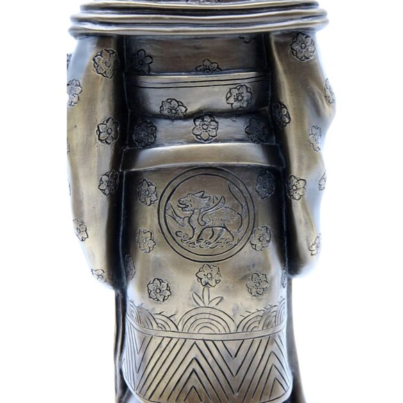 Asian FENG SHUI Bronze Colour Ceramic Figurine 12" Tall Vintage - Picture 10 of 12